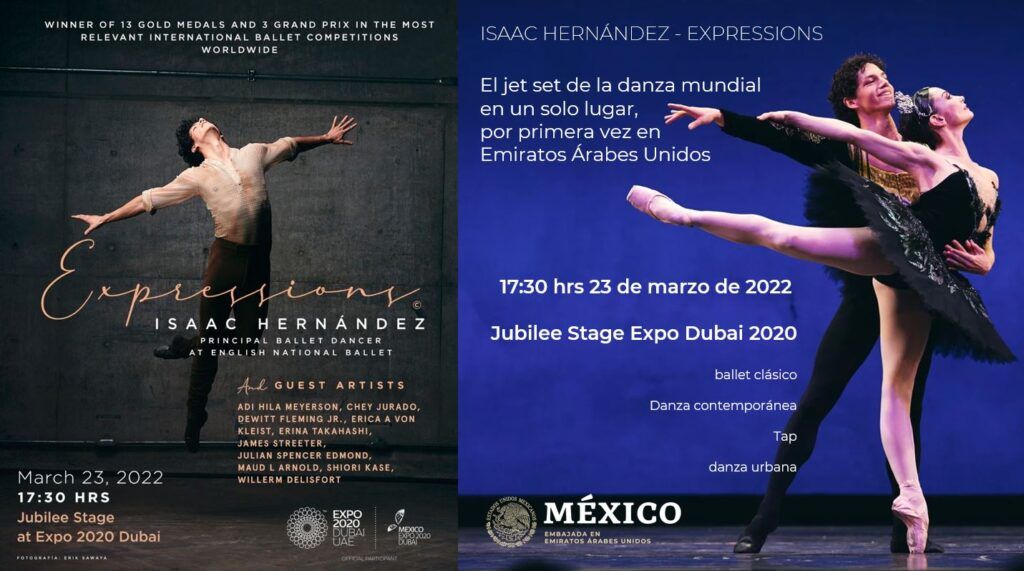 “EXPRESIONES” DEL BAILARÍN MEXICANO ISAAC HERNÁNDEZ – JUBILEE STAGE DE LA EXPO 2020